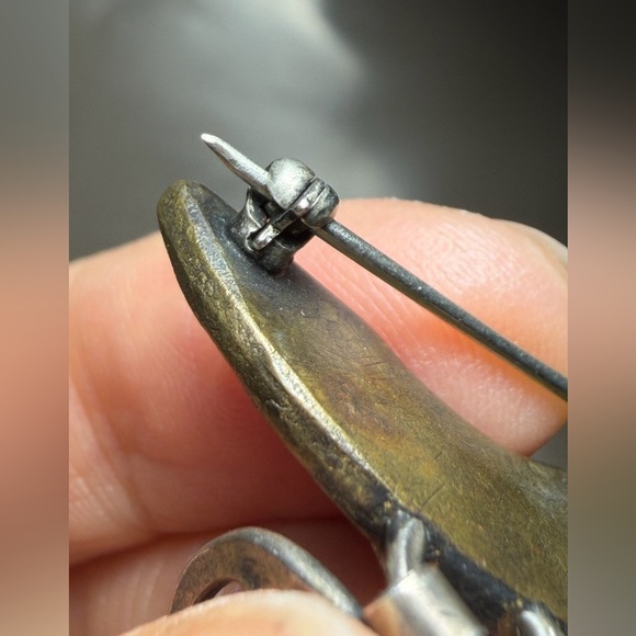 Artisan Mixed Metal Brooch with Blue Stone - Picture 7 of 9